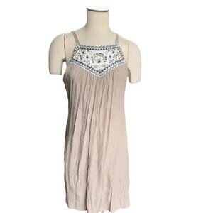 Luxology Sleeveless Gauze Mini Dress Embroidered Beaded Sequin Sz M 32C